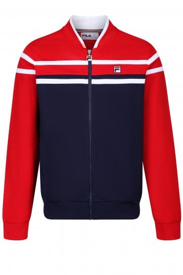 NASO Stripe Track Jacket | Navy/Red