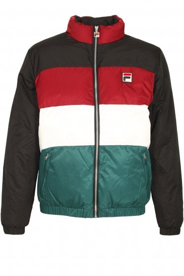 Neo Colour Blocked Puffa Jacket Black/Red/White/Atlantico