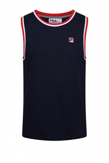 Slam Mens 100% Cotton Vest Top | Peacoat/White/FILA Red