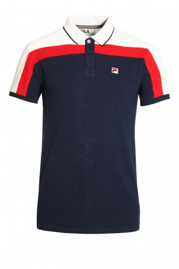 Spencer Cut & Sew Slim Fit Polo Shirt Peacoat/White/Red
