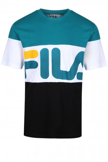 Vialli Colour Block T-Shirt | Harbour Blue/black/white