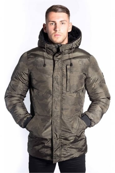 Comet Iridescent Camo Hooded Parka Jacket | Mineral Grey