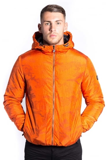 Core Hooded Down Jacket Orange Camo