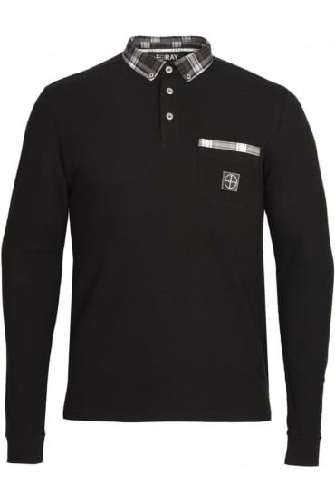 Port Long Sleeve Button Down Polo Shirt | Black
