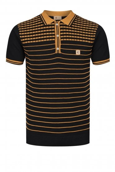 Canyon Pattern Yoke Polo Shirt | Black