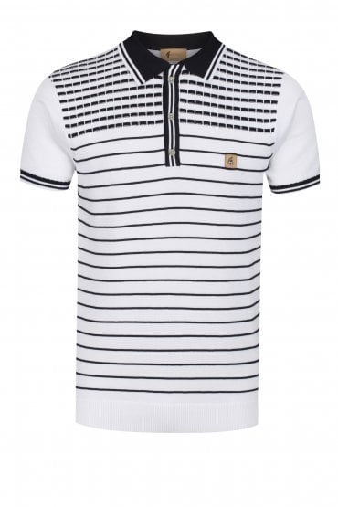 Canyon Pattern Yoke Polo Shirt | White