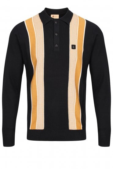 Croxsted Ottoman Panel Polo Shirt | Black