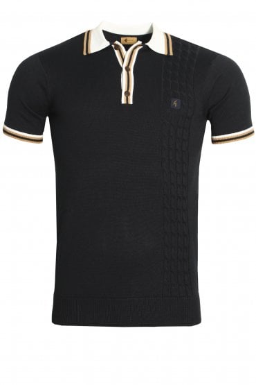 Croxted 3 Button Mens Polo Shirt | Navy