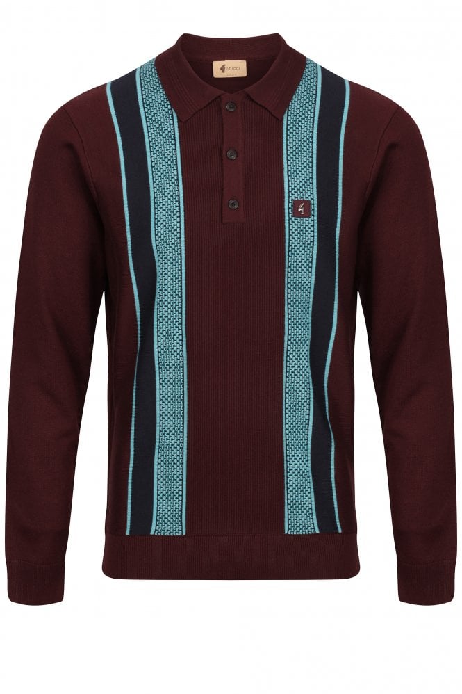 GABICCI Croxted Ottoman Panel Polo Shirt | Oxblood