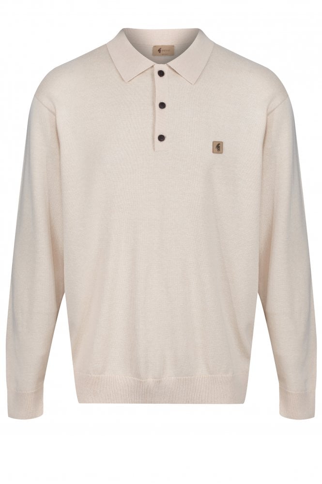 GABICCI Francesco Long Sleeve Men's Polo Shirt | Cream