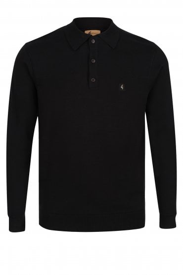 Francesco Long Sleeve Polo Shirt | Black