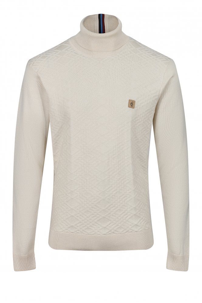GABICCI Leonardo Roll Neck Knit Mens Jumper - Cream