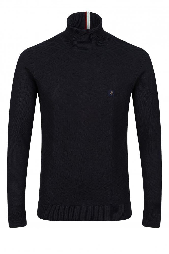 GABICCI Leonardo Roll Neck Knit Mens Sweater - Navy