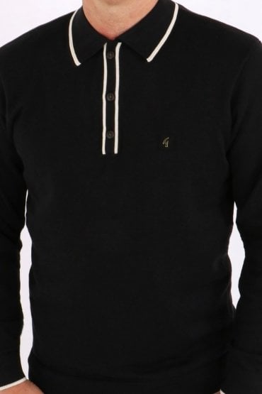 Lineker Long Sleeve Men's Polo Shirt | Black