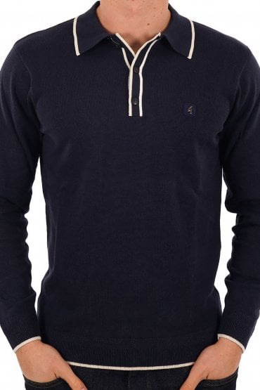 Lineker Long Sleeve Men's Polo Shirt | Navy