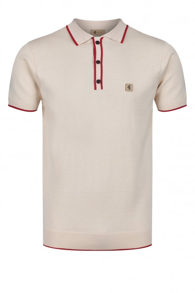 GABICCI Lineker Short Sleeve Tipped Edge Polo Shirt | Oat