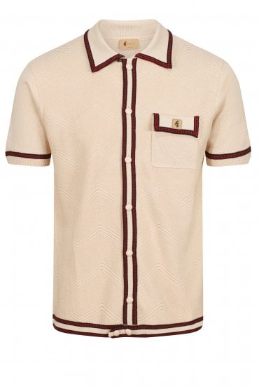 Liotta Button Through Knitted Polo Shirt | Oatmeal