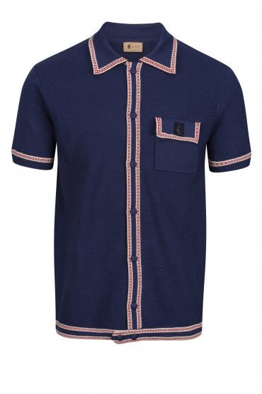 Liotta Button Through Knitted Polo Shirt | Twilight