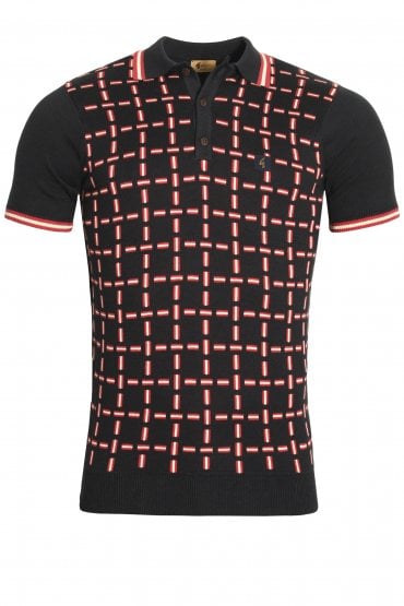 Ruskin Check Knit Polo Shirt | Navy
