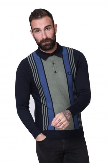Searle Long Sleeve Men's Polo Shirt | Navy