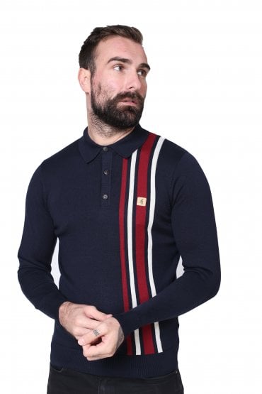 Soda Long Sleeve Men's Polo Shirt | Navy