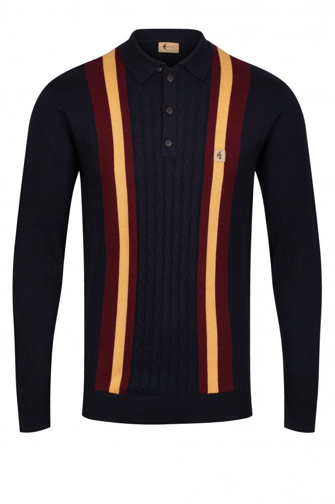 GABICCI Tram Long Sleeve Polo Shirt | Navy Cadet