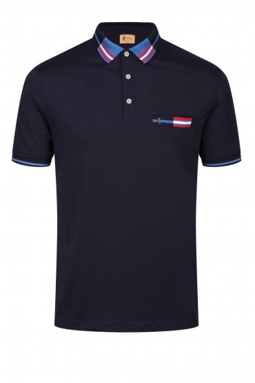 Boundary Jaquard Collar Polo Shirt | Navy