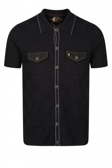 Buckler Button Through Polo Shirt | Black