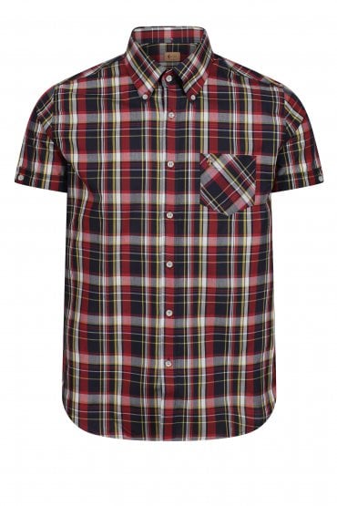 Caine Woven Check Shirt | Navy