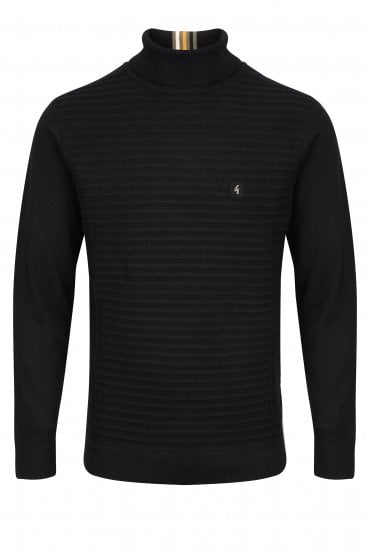 Coaster Polo Neck Jumper | Black/Oatmeal/Harvest