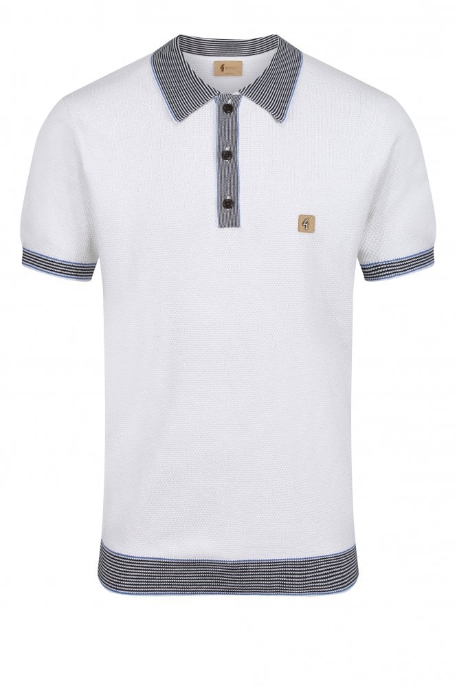 GABICCI Dicaprio Knitted Polo Shirt | White