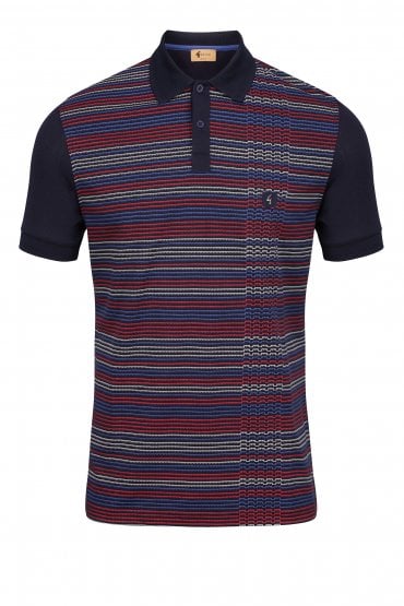 Dino Short Sleeve Print Panel Polo Shirt | Navy