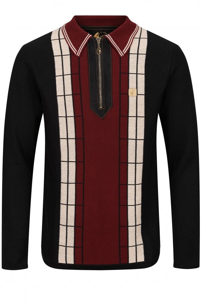 GABICCI Hemsworth Longsleeved 1/4 Zip Polo Shirt - Black