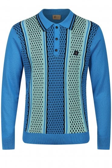 Herrman Textured Knit Retro Mens Polo Shirt - Adriatic
