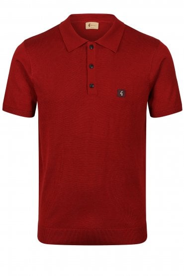 Jackson Short Sleeve Fine Knit Mens Polo Shirt - Rosso