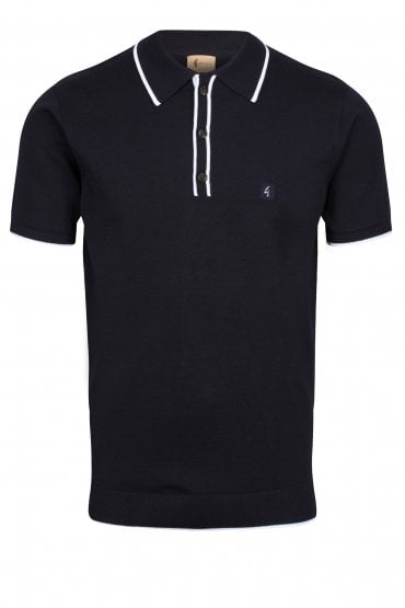 Lineker Tipped Polo Shirt | Navy/White
