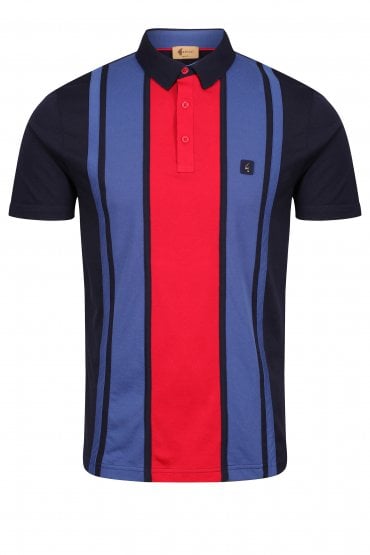 Shatter Short Sleeve Panel Jersey Polo Shirt | Navy