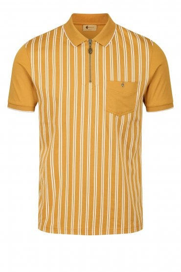 Soloman Stripe Zip Neck Polo Shirt | Hay
