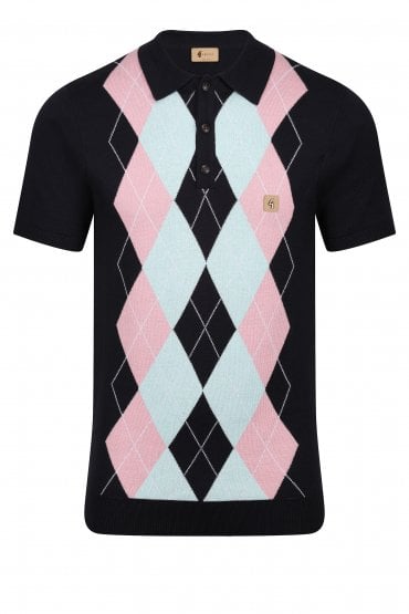 Vintage Bogart Argyle Men's Polo Shirt | Navy