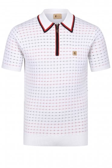 Vintage Connery Men's Knitted Polo Shirt | White