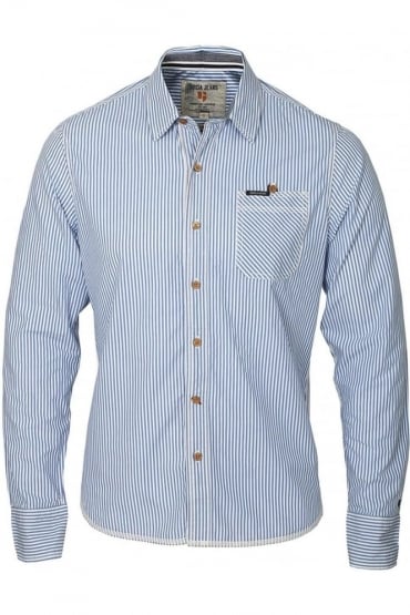 Badgley Pinstripe Shirt | Forever Blue