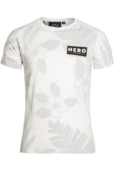 Fern Print T-Shirt White Grey