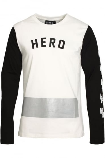 Long Sleeve Long Line Mono T-Shirt | White