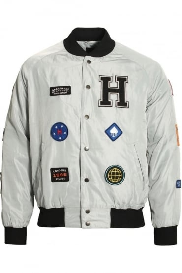 Patches Bomber Jacket | Grey