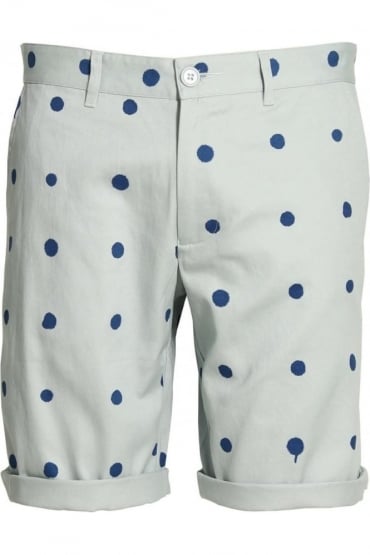 Polka Dot Cotton Twill Shorts | Blue