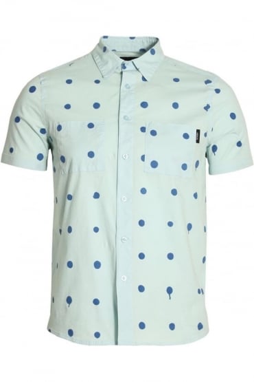 Polka Dot Short Sleeve Cotton Shirt | Blue