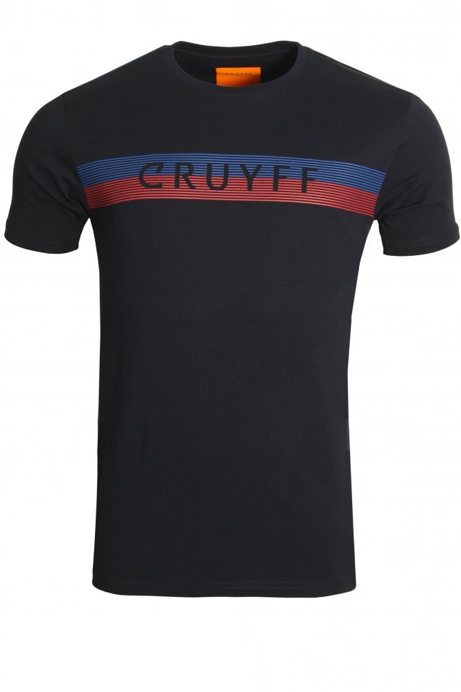 JOHAN CRUYFF Hellenburg SS T-Shirt | Navy/royal blue/red