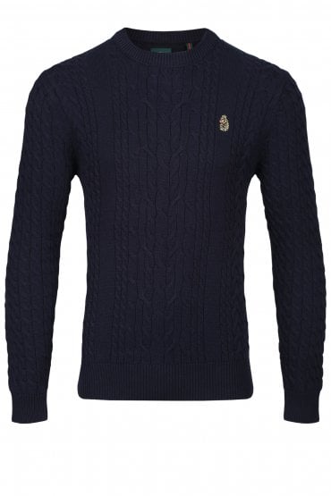 Carter Johnson Cable Knit Crew Neck Sweater | Very Dark Navy