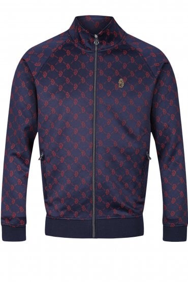 Lord Larry Overprinted Funnel Neck Track Jacket | Dark Navy
