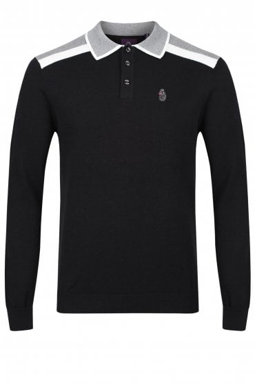 Yeah Oh Yeah Long Sleeve Polo Shirt | Black Mix